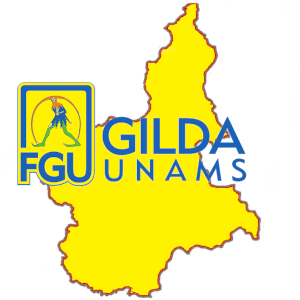 logo FGU Gilda Unams con sfondo il profilo dei confini del Piemonte
